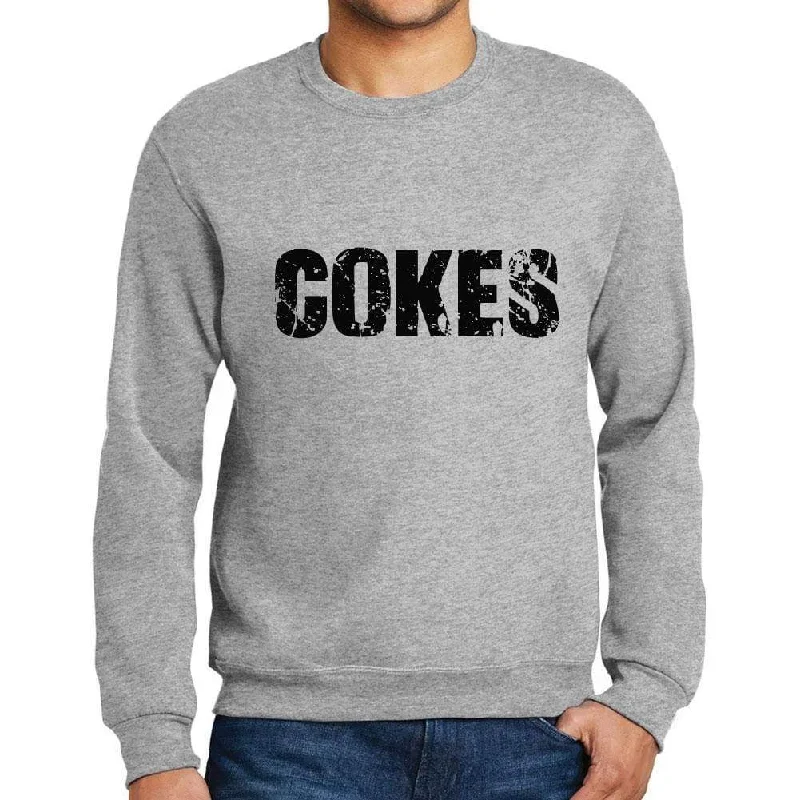 Men's Printed Graphic Sweatshirt Popular Words COKES Grey Marl