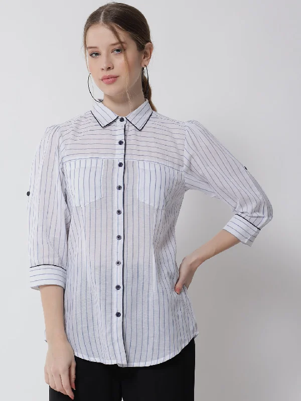 Early Access Women Striped Shirt With Pocket