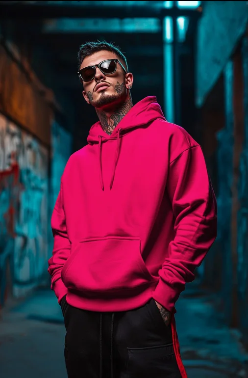 Magenta Plain Regular Fit Hoodie