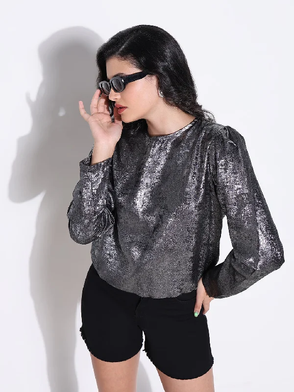 Weekend Special Women Grey Solid Top