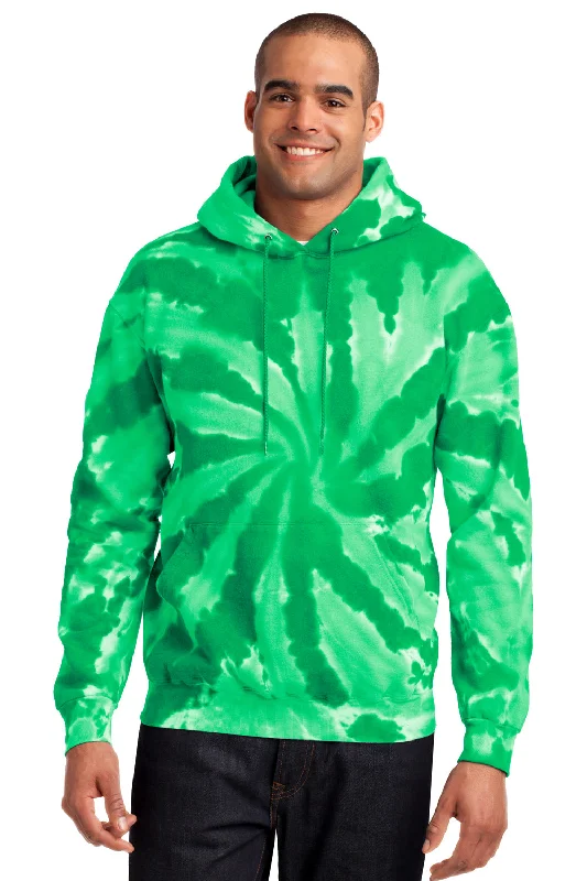 Port & Company Mens Tie-Dye Fleece Hooded Sweatshirt Hoodie w/ Pouch Pocket - Kelly Green