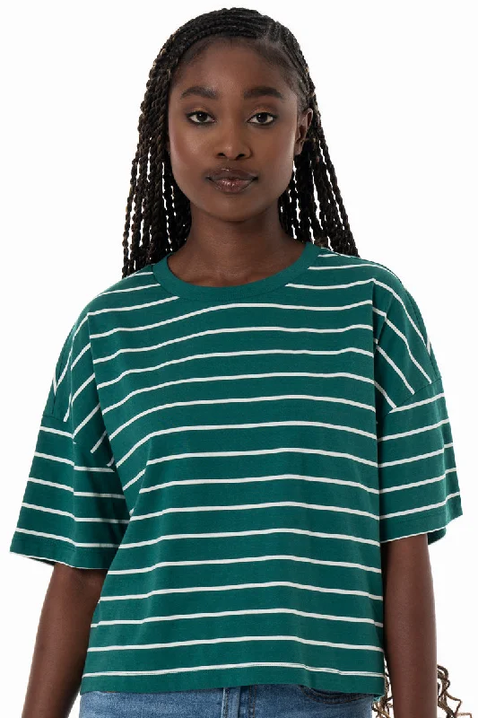 Take Action Stripe Boxy T-Shirt _ 152281 _ Green