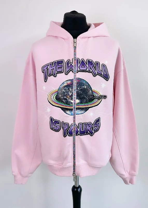 Pink Planet Multi Colour Zip Hoodie.