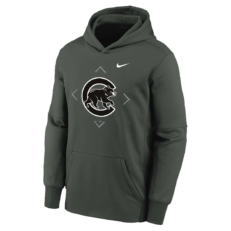 Chicago Cubs Youth Nike Charcoal Therma Hooded Sweatshirt