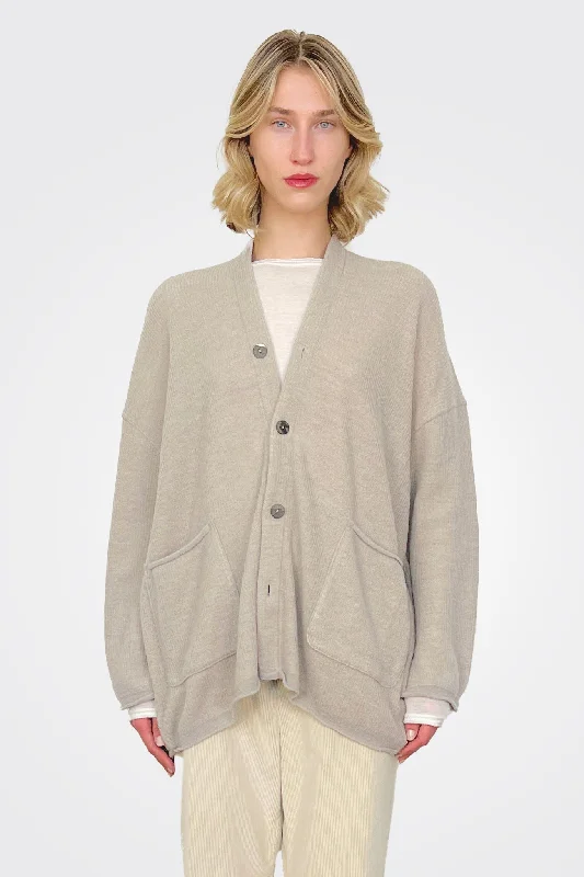 Weekend Savings Spree Fine Boucle Knit Cardigan - Greige