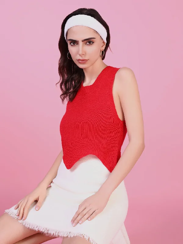 Weekend Discounts to Love Women Red Solid Fitted Top