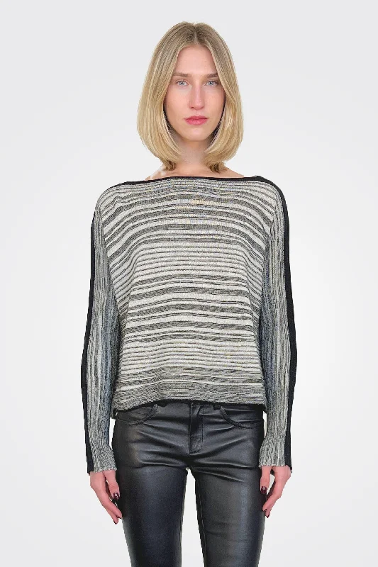 Weekend Discounts to Indulge In Striped Sweater - Black Ivory
