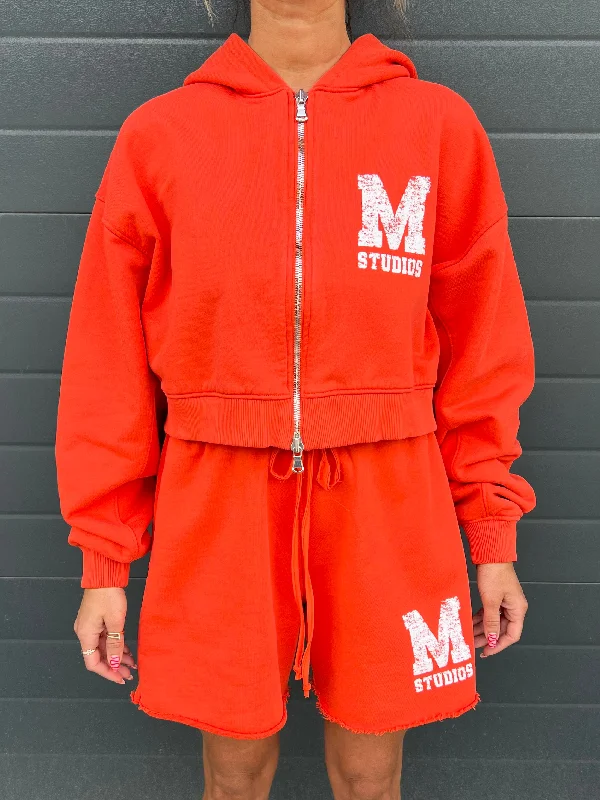 Candy Red M Studios Cropped Zip up.