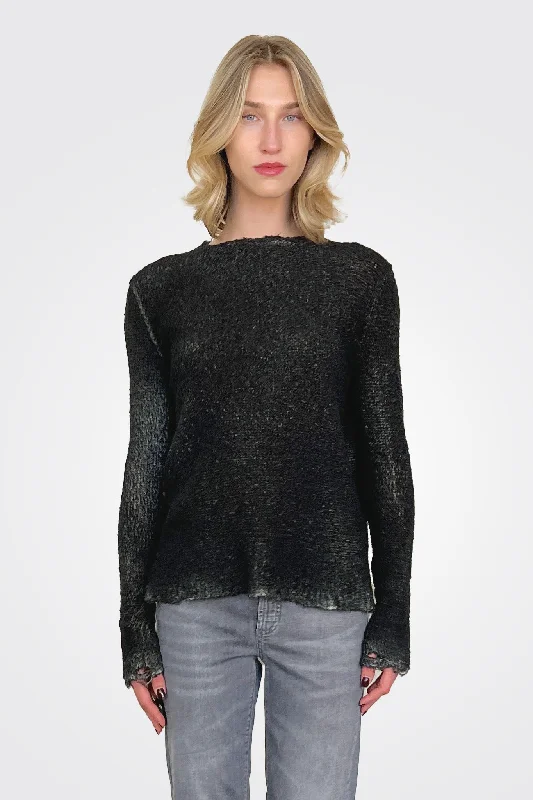 Weekend Offers That Delight Reversible Knit Pullover - Black Grey