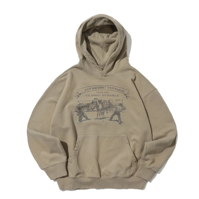 24AW Washed Print Hooded Sweatshirt