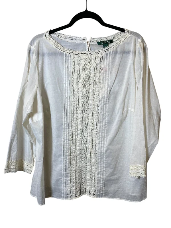 Unbeatable Deal Top Long Sleeve By Ralph Lauren In Beige, Size: 1x