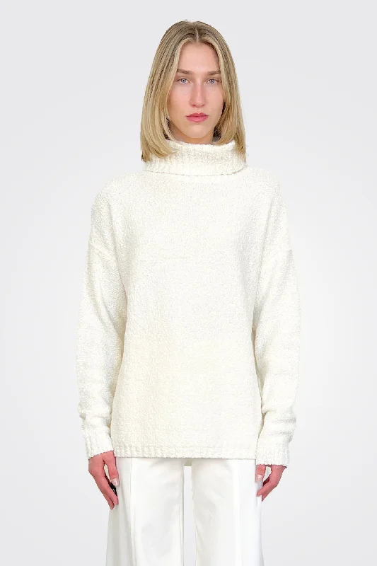 Weekend Discounts You Deserve Plush Turtleneck Sweater - Off White