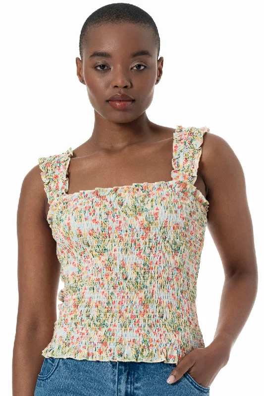 Steals and Deals Shirred Strappy Top _ 152243 _ Multi