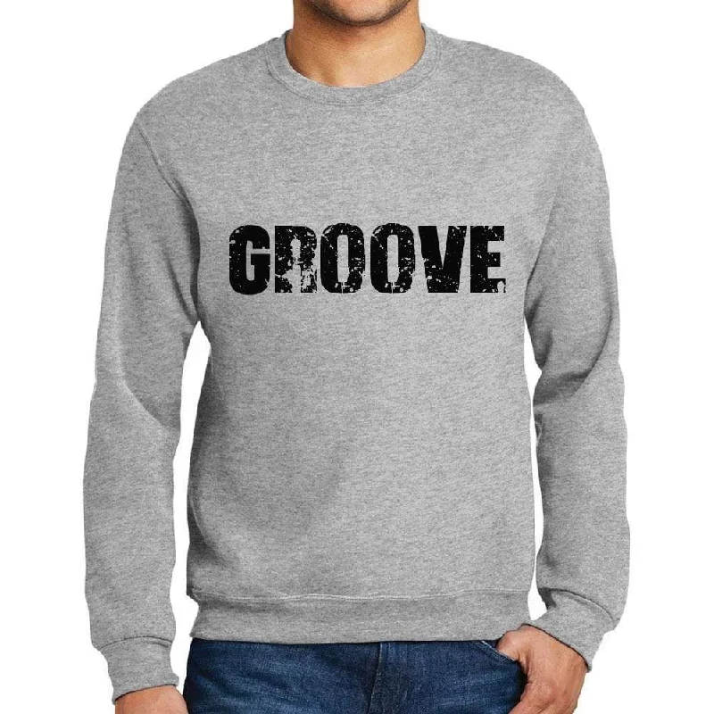 Men's Printed Graphic Sweatshirt Popular Words GROOVE Grey Marl