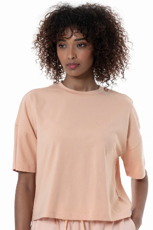 Today's Deal Boxy Branded T-Shirt _ 154354 _ Peach