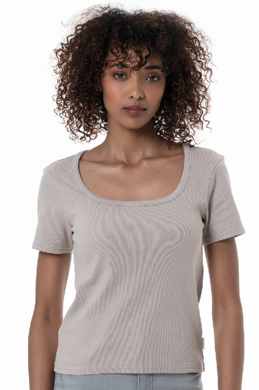 Weekend Specials to Love Square Neck T-Shirt _ 153808 _ Taupe