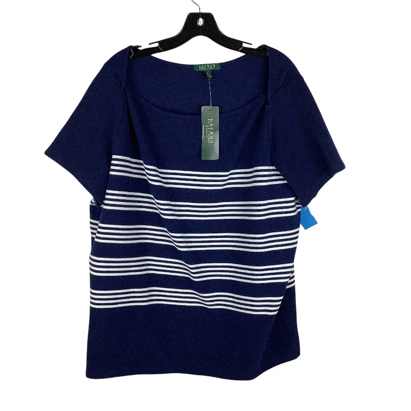 Can't Beat Top Short Sleeve By Lauren By Ralph Lauren In Striped Pattern, Size: 2x