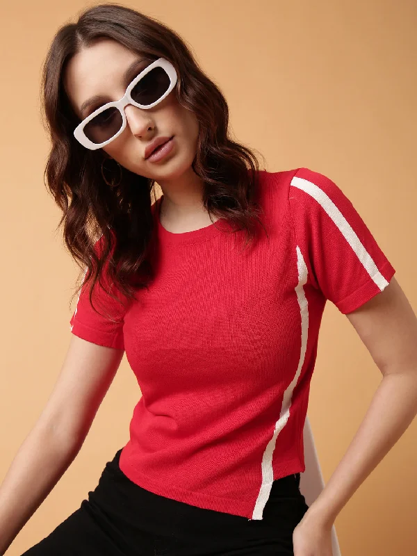 Take Advantage Women Red Solid Top