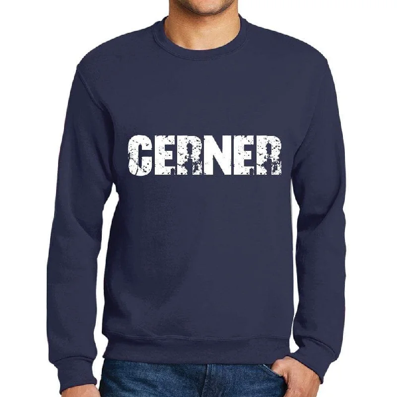 Men's Printed Graphic Sweatshirt Popular Words CERNER French Navy