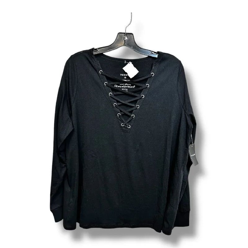 Weekend Bargains to Cherish Top Long Sleeve By Torrid In Black, Size: M