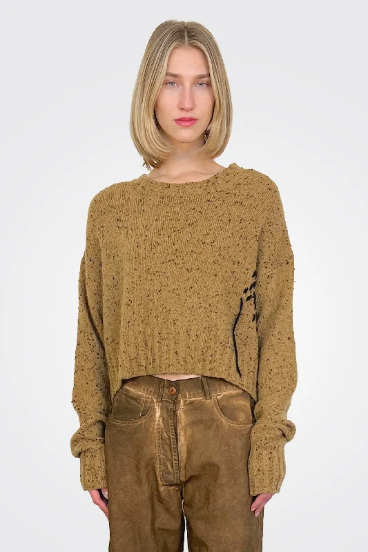 Weekend Specials to Indulge In Cropped Boxy Sweater - Sahara