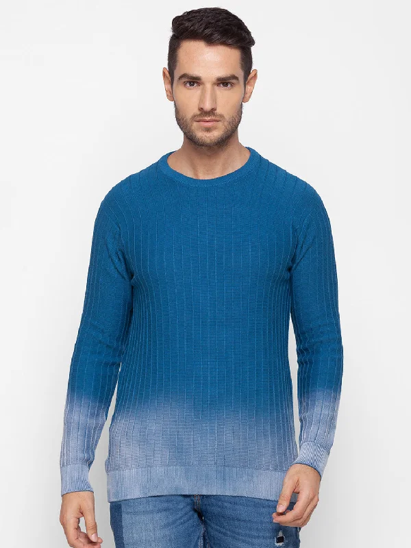 Spykar Blue Cotton Men Sweater