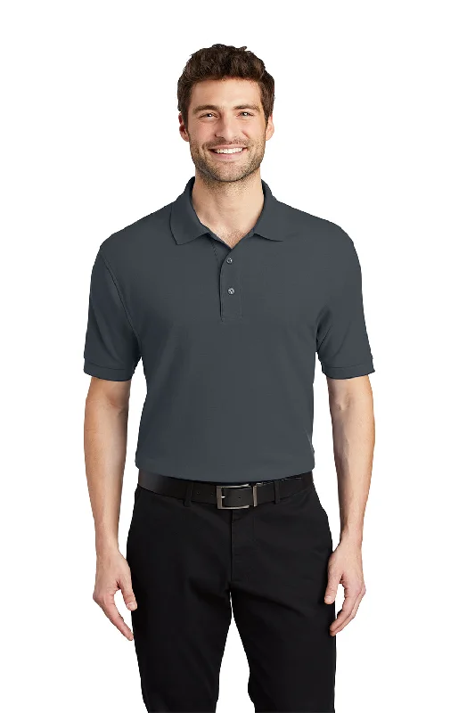 Port Authority Mens Silk Touch Wrinkle Resistant Short Sleeve Polo Shirt - Steel Grey