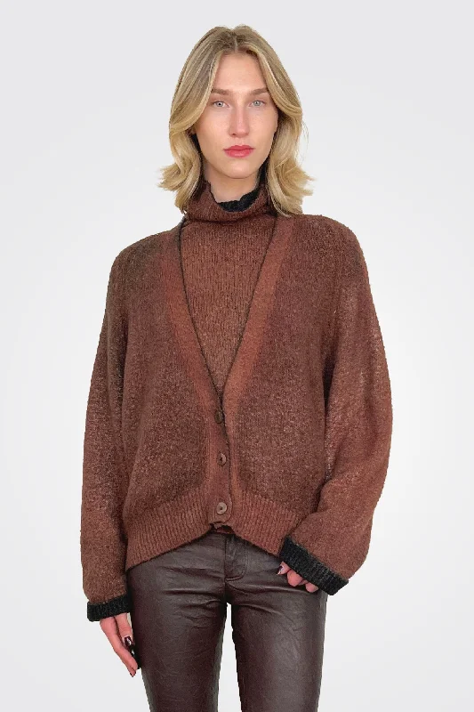 Weekend Specials to Grab Reversible Knit Cardigan - Brown Black