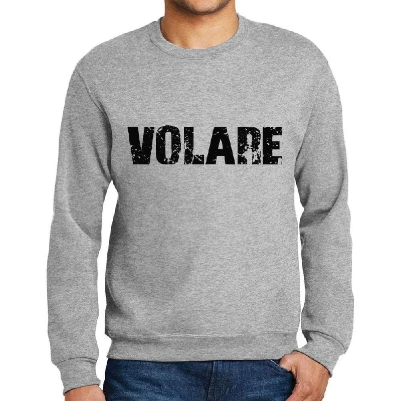 Men's Printed Graphic Sweatshirt Popular Words VOLARE Grey Marl