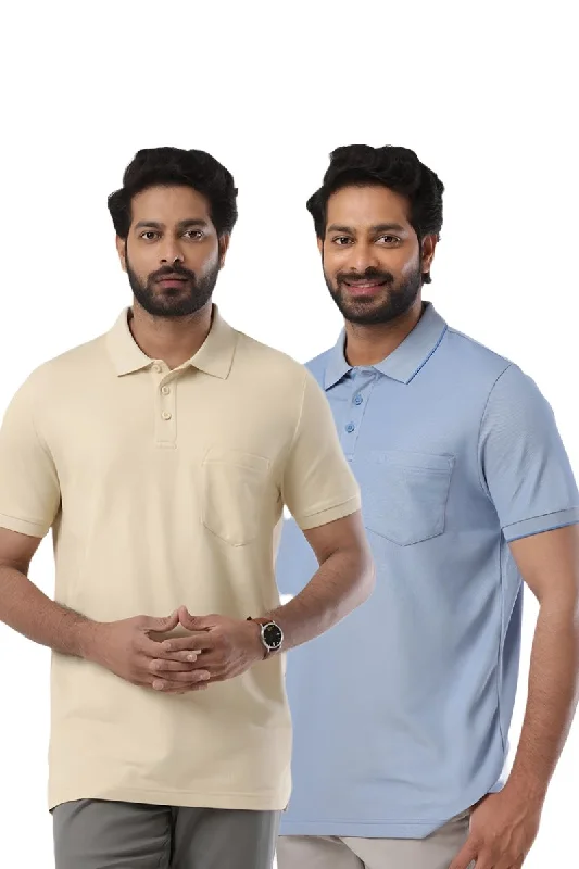 Golf Polo - Coral Peach and Light Purple T-Shirts Pack Of 2 Combo For Men | Ariser