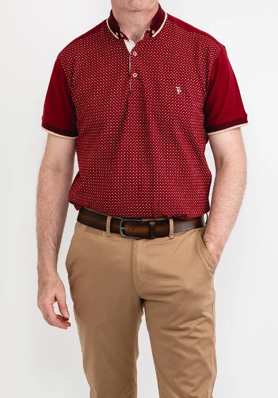 Tom Penn Flower Print Polo Shirt, Dark Red