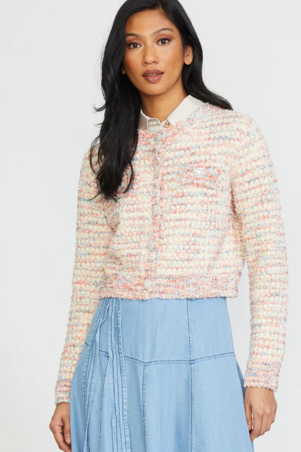 Year-End Deals Jewel Button Cardigan - Rose
