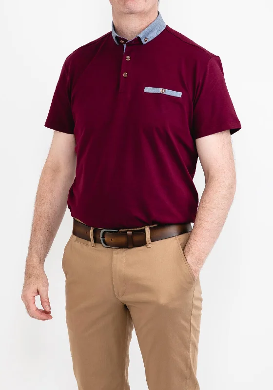 Advise Contrast Trim Polo Shirt, Burgundy