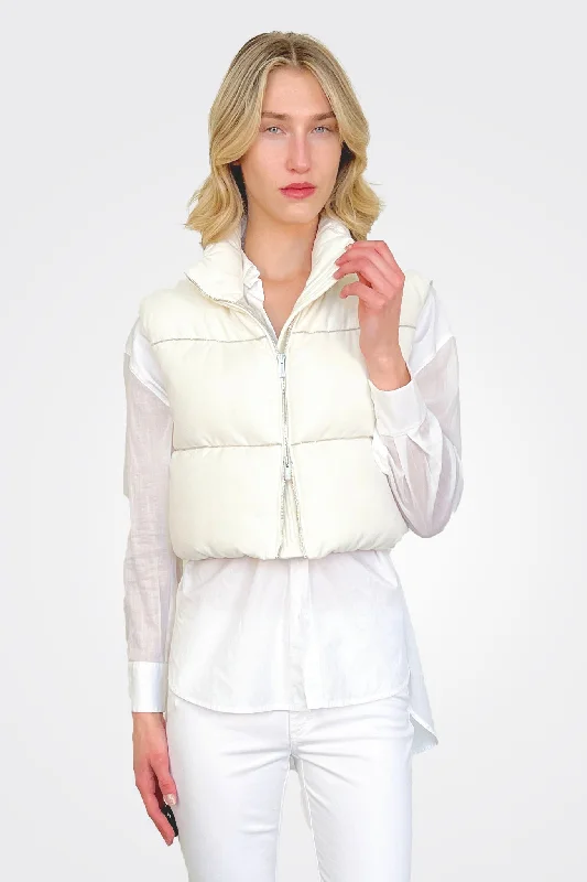 Weekend Discounts to Savor Cropped Puffer Vest - Off White