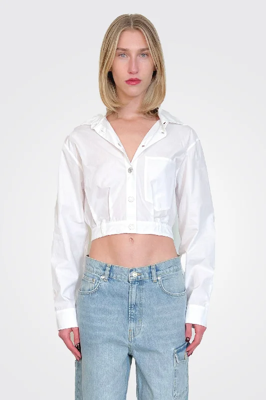 Weekend Offers That Dazzle Cropped Shirt - White