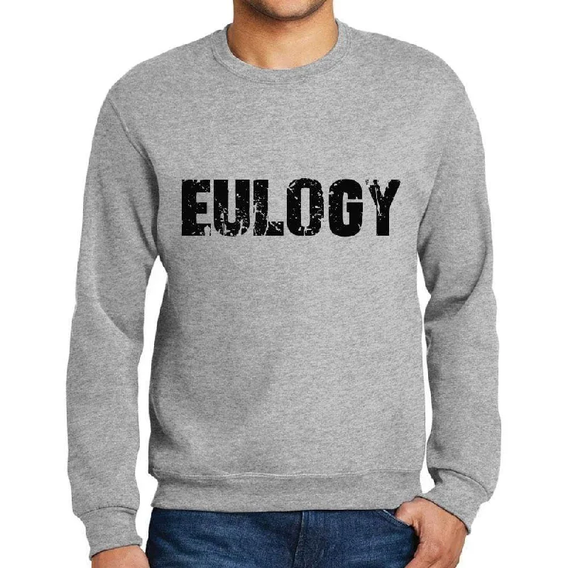 Men's Printed Graphic Sweatshirt Popular Words EULOGY Grey Marl