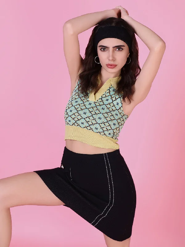 Weekend Bargains to Relish Women Green Solid Crop Top