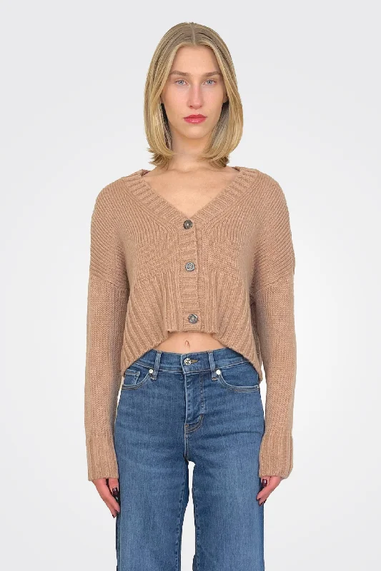 Weekend Discounts to Relish Jac Cropped Knit Cardigan - Latte
