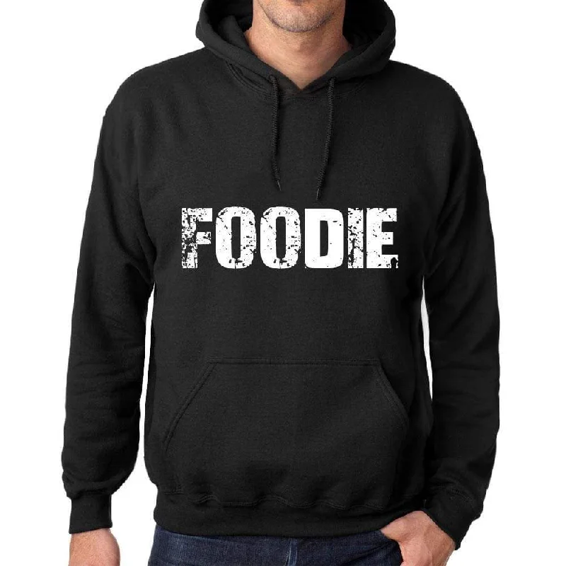 Men's Women's Unisex Printed Graphic Cotton Hoodie Soft Heavyweight Hooded Sweatshirt Pullover Popular Words FOODIE Deep Black