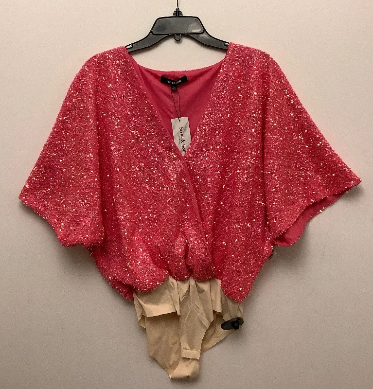 Exclusive Offer Top Short Sleeve By Clothes Mentor In Pink, Size: L