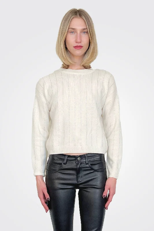 Weekend Discounts to Relish Embellished Sweater - Creme