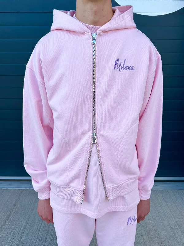 Pink Essential Zip Hoodie.