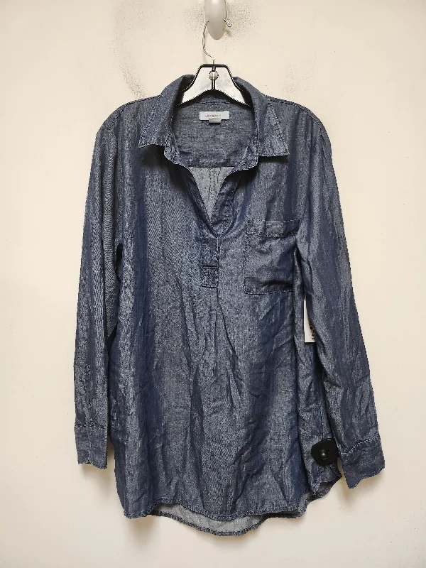 Deal of the Day Top Long Sleeve By Liz Claiborne In Blue, Size: L