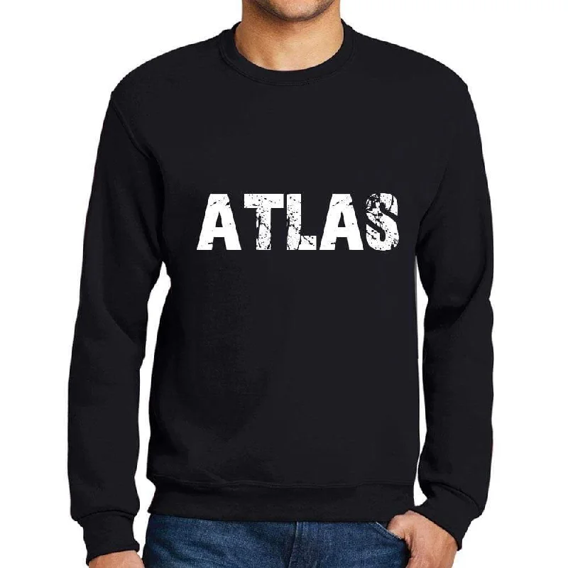 Men's Printed Graphic Sweatshirt Popular Words ATLAS Deep Black