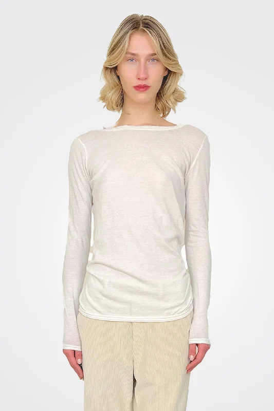 Weekend Discounts You Deserve Cotton Wool Rib Mix Crew Neck - Ivory