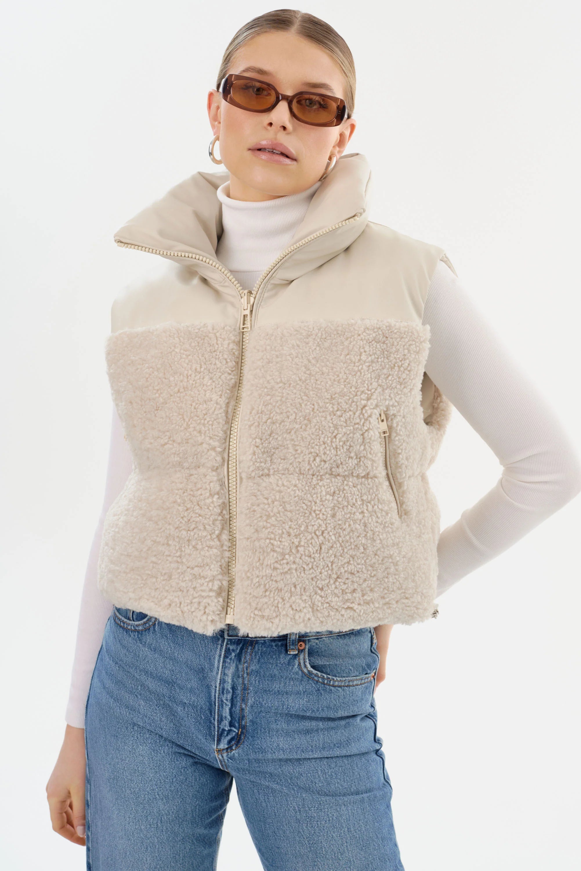 Super Savings Melicia Reversible Puffer Vest - Bone Ecru