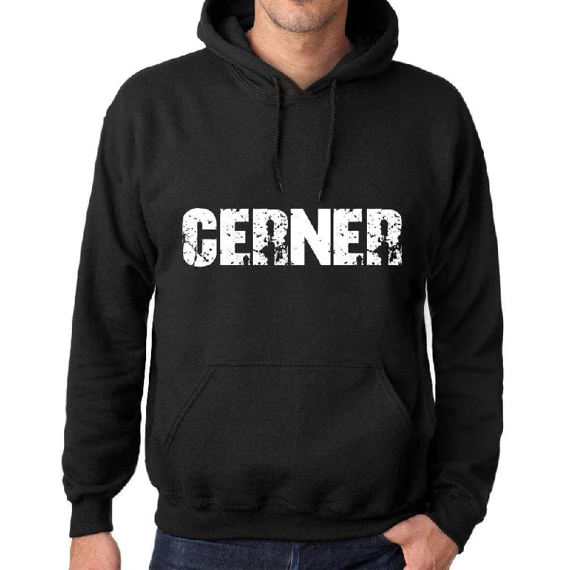 Men's Women's Unisex Printed Graphic Cotton Hoodie Soft Heavyweight Hooded Sweatshirt Pullover Popular Words CERNER Deep Black