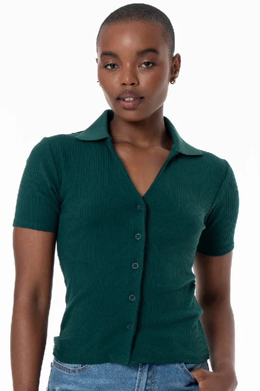 Year-End Clearance Mock Button Top _ 154504 _ Green