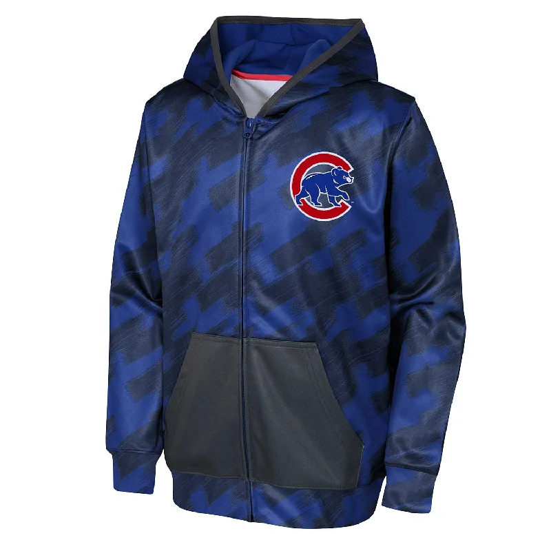 Chicago Cubs Youth Ticker Tape Full-Zip Hooded Sweatshirt