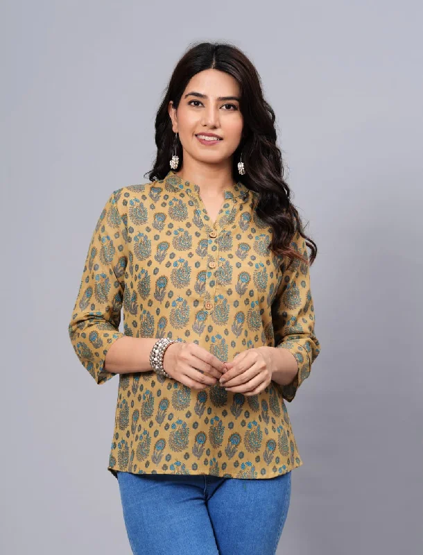 Weekend Offers That Thrill Women Elegant Printed Cotton Top